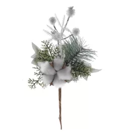 Ág MagicHome Karácsony, pamuttal, fehér, 25 cm