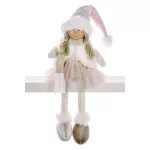 MagicHome karácsonyi dekoráció, kislány rózsaszín szoknyában, 33 cm
