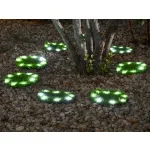 Napelemes kerti lámpa, Strend Pro Garden 6155, zöld, kör alakú gyepburkoló lapok, 24 cm, 4 db, 4 x 8 LED, műfűből készült, akkumulátoros