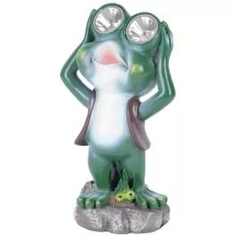   Dísz Strend Pro Gecco, Béka, 14x12x25 cm, polirezin, napelemes béka, 2x LED, AAA