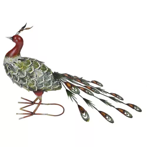 Kerti dekoráció, MagicHome Mecco, páva, zöld, 62 x 23 x 43 cm, fém