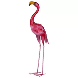   Kerti dekoráció, MagicHome Mecco 8299, flamingó, rózsaszín, 24 × 14 × 65 cm, fém