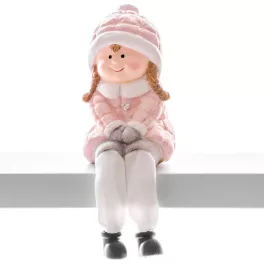   Figura MagicHome Karácsonyi, Kislány, polirezin, 8,5x8x13,5 cm