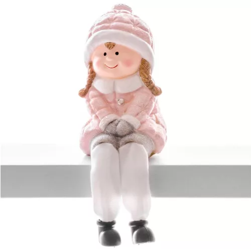 Figura MagicHome Karácsonyi, Kislány, polirezin, 8,5x8x13,5 cm