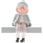 Figura MagicHome, karácsonyi, fiú, polirezin, 11x8x13 cm