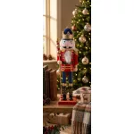 MagicHome karácsonyi dekoráció, diótörő koronával, fa, 38 cm, natúr