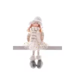 MagicHome karácsonyi dekoráció, kislány pöttyös szoknyában, 33 cm