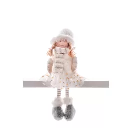   MagicHome karácsonyi dekoráció, kislány pöttyös szoknyában, 33 cm