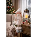MagicHome karácsonyi dekoráció, kislány pöttyös szoknyában, 33 cm