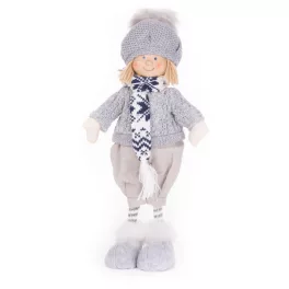 MagicHome karácsonyi dekoráció, fiú kék sállal, 38 cm