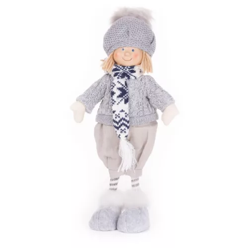 MagicHome karácsonyi dekoráció, fiú kék sállal, 38 cm
