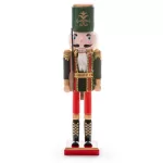 MagicHome karácsonyi dekoráció, diótörő sapkában, fa, 38 cm, natúr