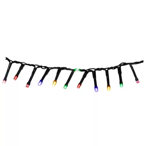 LED fényfüzér, MagicHome Vianoce Errai, 14 m, sokszínű, 560 LED, 8 fényprogram memóriával, IP44, kültéri, 230 V adapterrel, zöld kábel, 3 m tápkábel