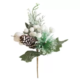 Ág MagicHome Karácsony, tobozzal, fehér, 21 cm