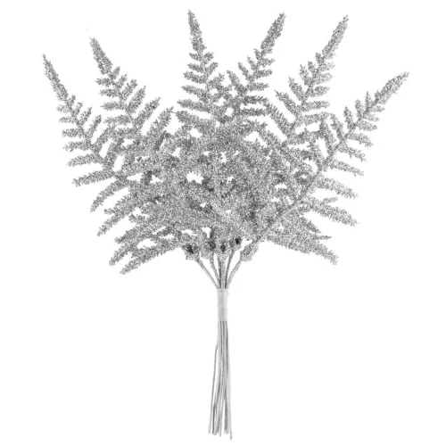 Ág MagicHome Karácsony, páfrány, ezüst, 19 cm