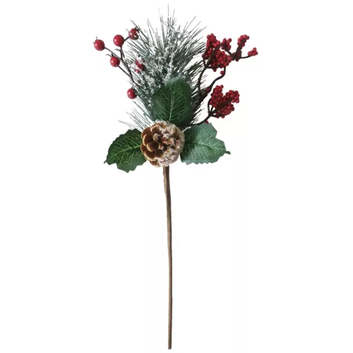 Ág MagicHome Karácsony, csipkebogyóval, piros, 38 cm