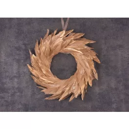   MagicHome karácsonyi koszorú, arany, pelyhes, felfüggeszthető, 35 cm