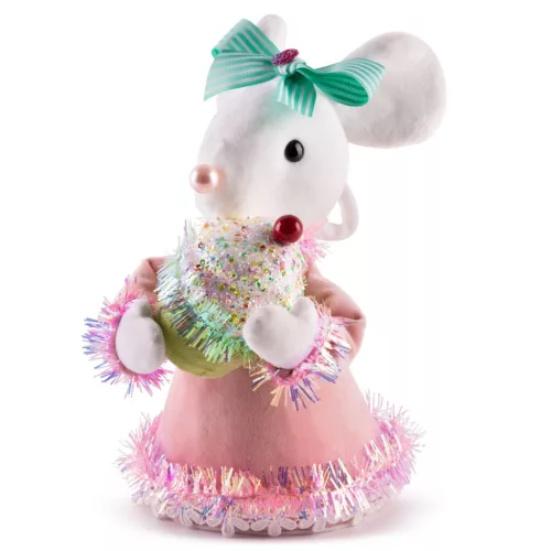 MagicHome Candy Line karácsonyi dekoráció, egér, rózsaszín, 27 cm