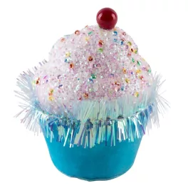   Dekoráció MagicHome Karácsony Candy Line, muffin, kék, függő, 7x7x11 cm