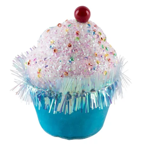 Dekoráció MagicHome Karácsony Candy Line, muffin, kék, függő, 7x7x11 cm