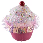 Dekoráció MagicHome Karácsony Candy Line, muffin, rózsaszín, függő, 7x7x11 cm