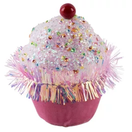   Dekoráció MagicHome Karácsony Candy Line, muffin, rózsaszín, függő, 7x7x11 cm