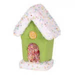 Dekoráció MagicHome Karácsony Candy Line, házikó, zöld, függő, 11x16 cm