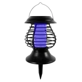   Napelemes lámpa/rovarcsapda, Strend Pro Moki 58, fekete, 13 x 31 cm, hidegfehér fény, UV LED rovarriasztó, akkumulátoros, automatikus éjszakai működés, leszúrható