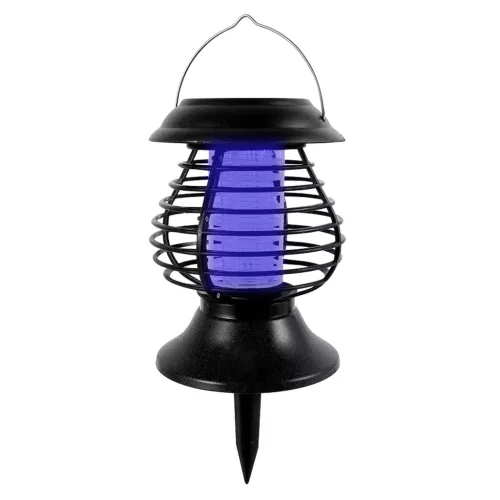 Napelemes lámpa/rovarcsapda, Strend Pro Moki 58, fekete, 13 x 31 cm, hidegfehér fény, UV LED rovarriasztó, akkumulátoros, automatikus éjszakai működés, leszúrható