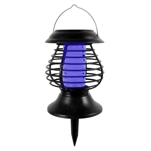 Napelemes lámpa/rovarcsapda, Strend Pro Moki 58, fekete, 13 x 31 cm, hidegfehér fény, UV LED rovarriasztó, akkumulátoros, automatikus éjszakai működés, leszúrható