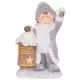 Dekoráció MagicHome Karácsony, kisfiú ládával, 1 LED, 3xAA, kerámia, 33x23x45 cm