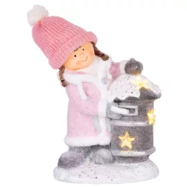   MagicHome karácsonyi dekoráció, Kislány postaládával, 1 LED, 3x AA, 31 x 23 x 43 cm