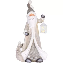   MagicHome karácsonyi dekoráció, Mikulás lámpással, 25 melegfehér LED, kerámia, 34 x 21 x 65 cm