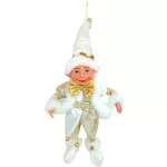 Dekoráció MagicHome Karácsonyi, manó, textil, fehér, 14/35 cm