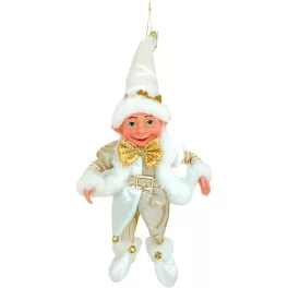   Dekoráció MagicHome Karácsonyi, manó, textil, fehér, 14/35 cm