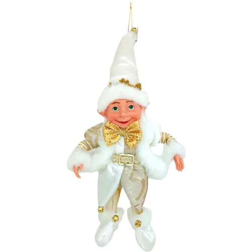 Dekoráció MagicHome Karácsonyi, manó, textil, fehér, 14/35 cm