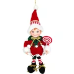 Dekoráció MagicHome Karácsonyi, manó, textil, piros, 14/35 cm