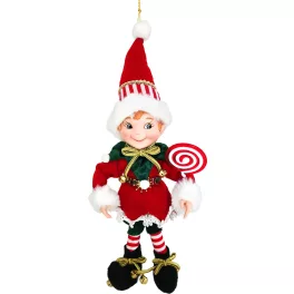   Dekoráció MagicHome Karácsonyi, manó, textil, piros, 14/35 cm