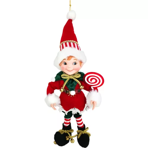 Dekoráció MagicHome Karácsonyi, manó, textil, piros, 14/35 cm