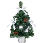 Karácsonyfa MagicHome Karácsonyi, díszített, ezüst, masni, 40 cm