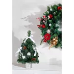 Karácsonyfa MagicHome Karácsonyi, díszített, ezüst, masni, 40 cm