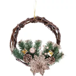   MagicHome karácsonyi koszorú, natúr, felfüggeszthető, 30 cm