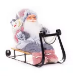 MagicHome karácsonyi dekoráció, Mikulás szánon, szürke-rózsaszín, 46 cm