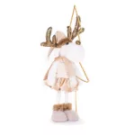 MagicHome karácsonyi dekoráció, rénszarvas tányéron, világító/villogó, 10 melegfehér LED, 50 cm
