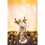 MagicHome karácsonyi dekoráció, rénszarvas tányéron, világító/villogó, 10 melegfehér LED, 50 cm