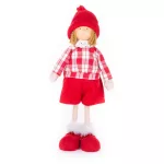 MagicHome karácsonyi dekoráció, kisfiú kockás ingben, 32 cm