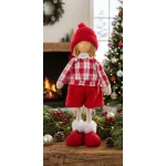 MagicHome karácsonyi dekoráció, kisfiú kockás ingben, 32 cm