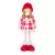 MagicHome karácsonyi dekoráció, kislány kockás ruhában, 32 cm