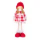 MagicHome karácsonyi dekoráció, kislány kockás ruhában, 32 cm