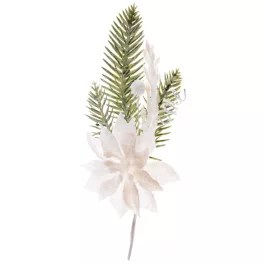   Ág MagicHome Karácsony, mikulásvirág virággal, fehér, 23 cm